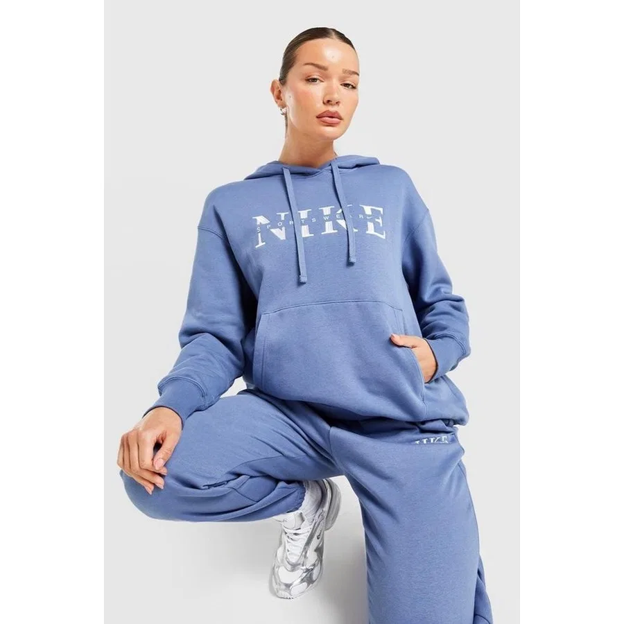 Женский худи из футера с капюшоном Nike Sportswear Phoenix, Синий — фото 4