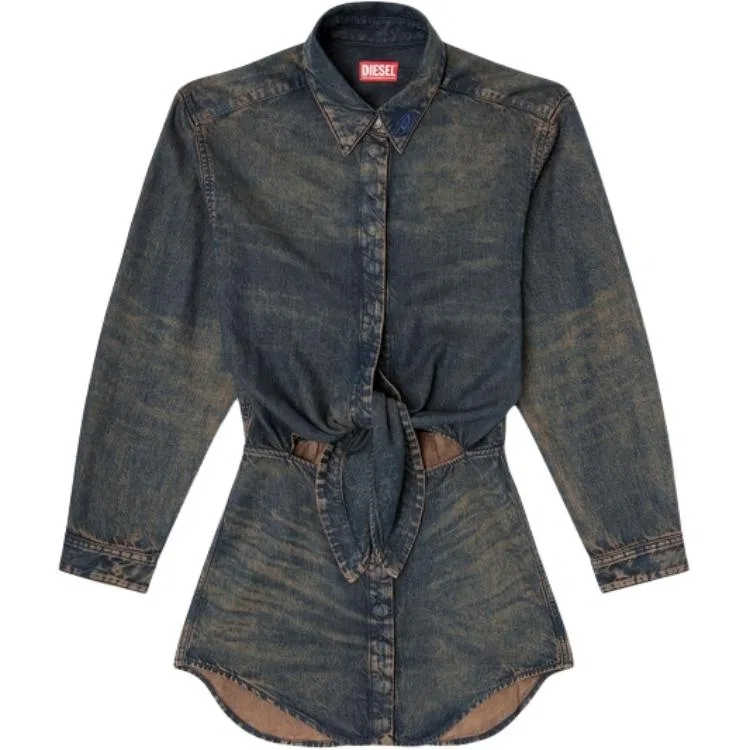 Платье с длинным рукавом, джинсовое, DIESEL, Denim Blue