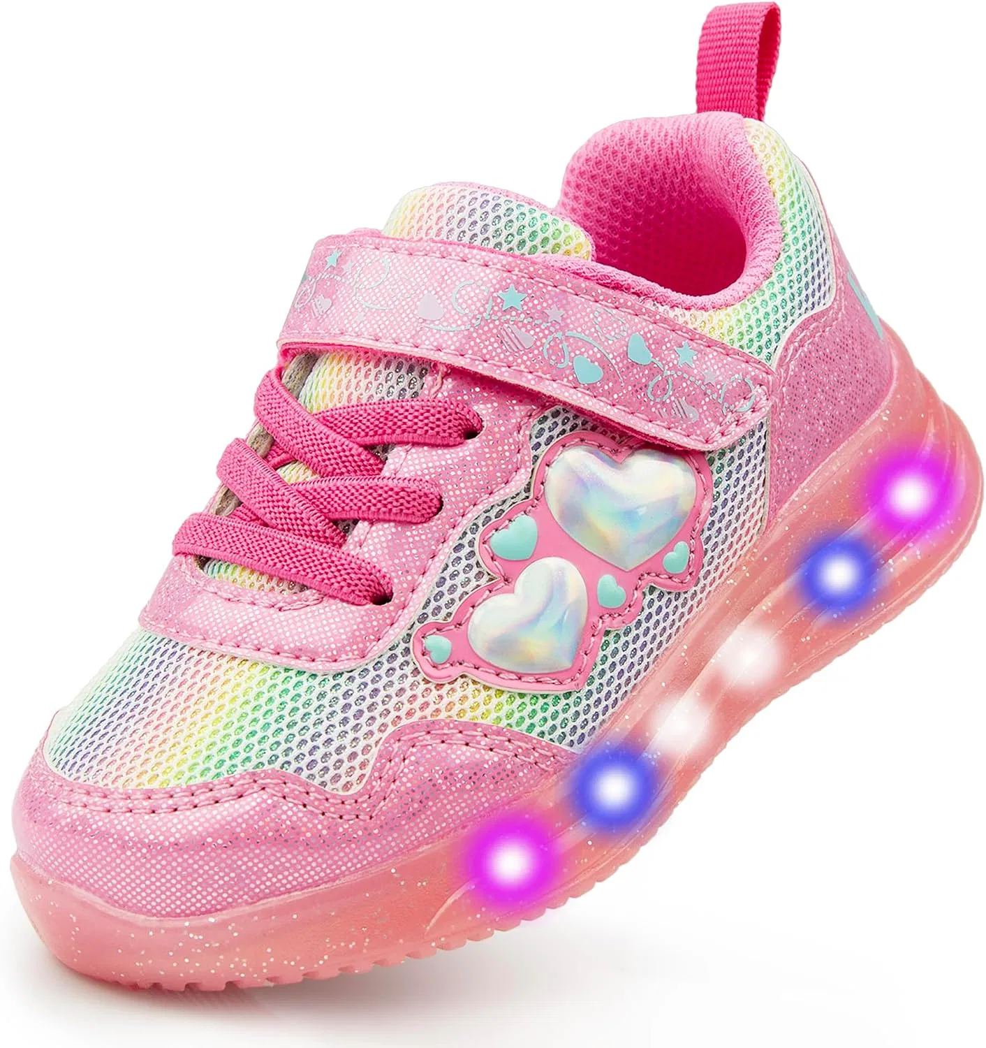Детские кроссовки для девочек со светящейся подошвой YESKIS, Dark Pink Light Up Shoes