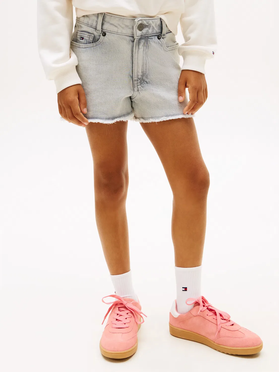 Детские шорты для девочки джинсовые Vaquero de Niña Tommy Hilfiger, Gris — фото 2
