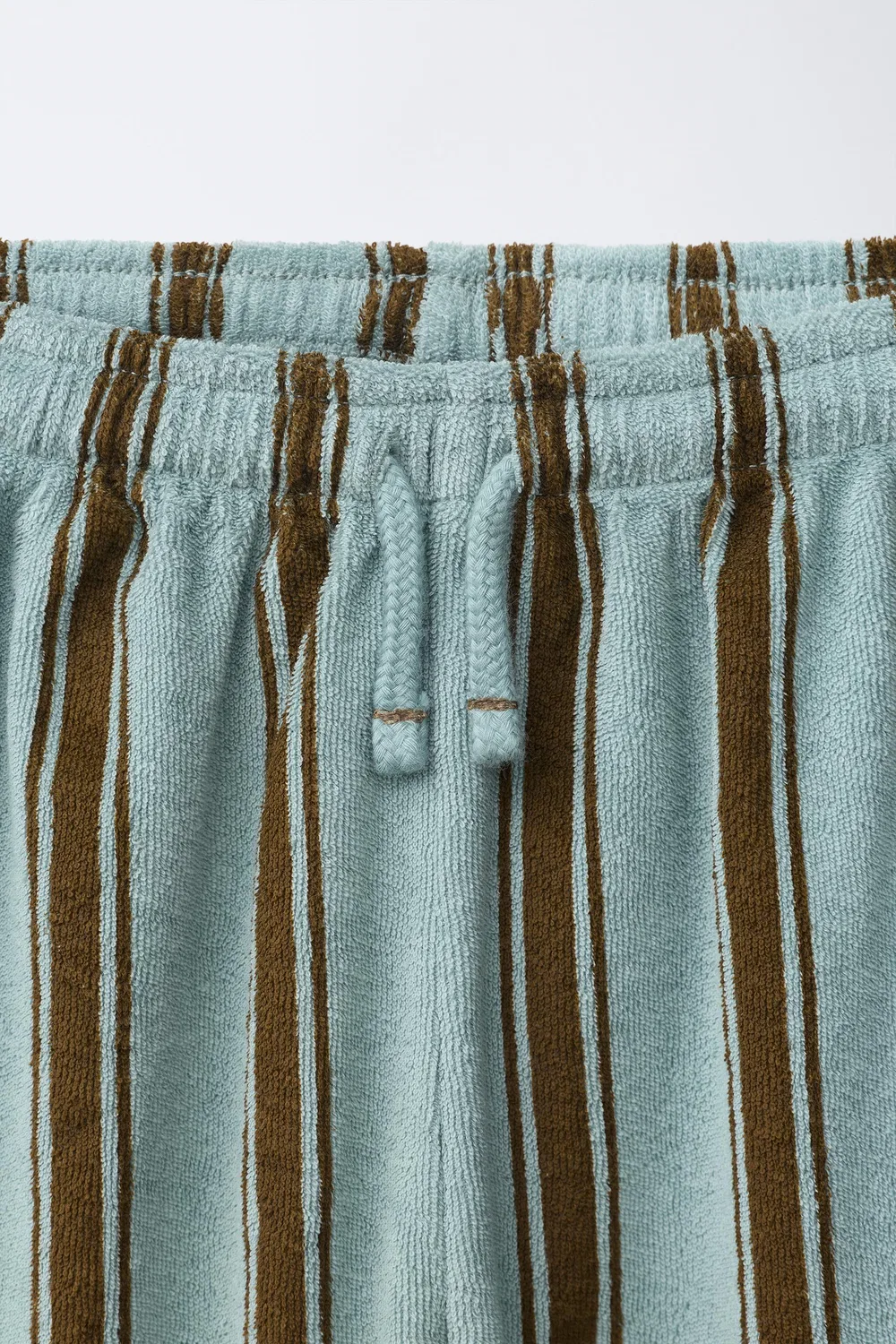 Свободные полосатые брюки из махровой ткани ZARA, Blue/Green — фото 3