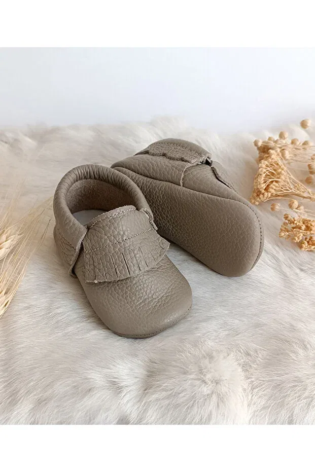 Детские мокасины для мальчиков из кожи Rocco dark mink leather baby moccasin Hodore, Dark Mink — фото 4