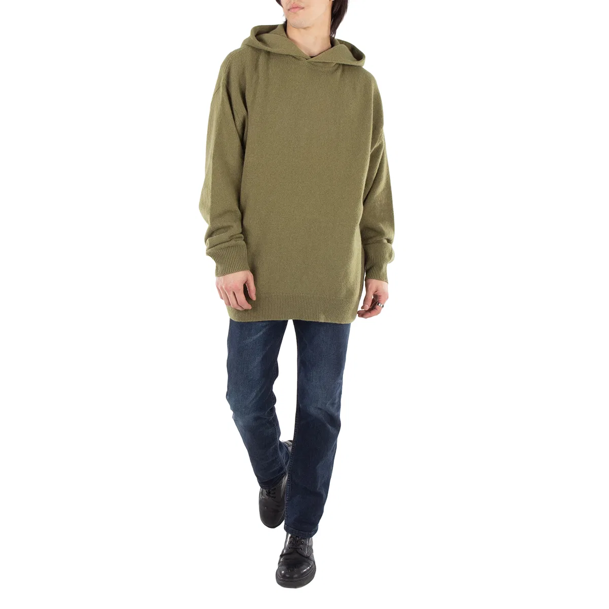 Свитшот с капюшоном из кашемира Hooded Cashmere Blend Jumper Acne Studios, Green — фото 3