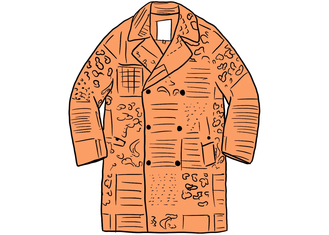 Мужской тренч с принтом Supreme Military Trench Coat, цвет Peach Paisley
