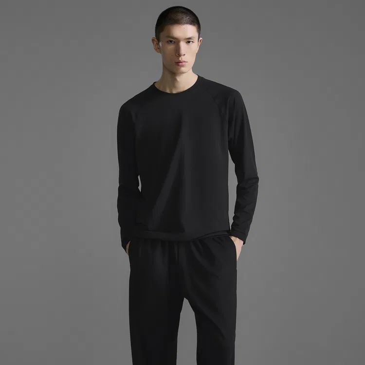 Детская футболка с длинным рукавом Slim Fit Seamless Crew Neck Long Sleeve Raglan Sleeve Nice Rice, Space Black — фото 4