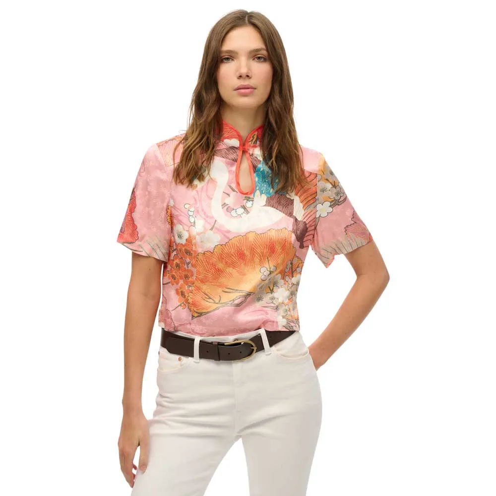 

Футболка Superdry Mandarin Jacquard, розовый