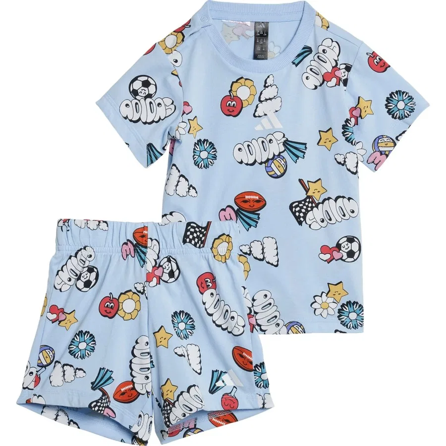 Детский спортивный комплект с принтом Fun Allover Print Sportswear adidas, Розовый