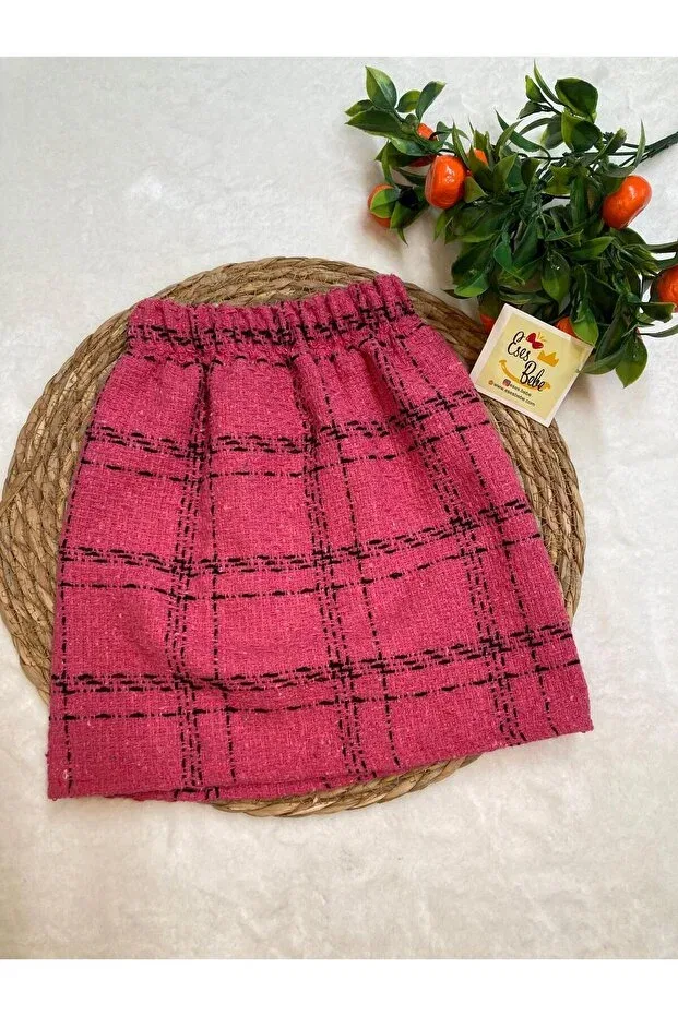 Детская юбка для девочек твидовая Fuchsia tweed fabric princess skirt for girls baby Eses Bebe, Fuchsia