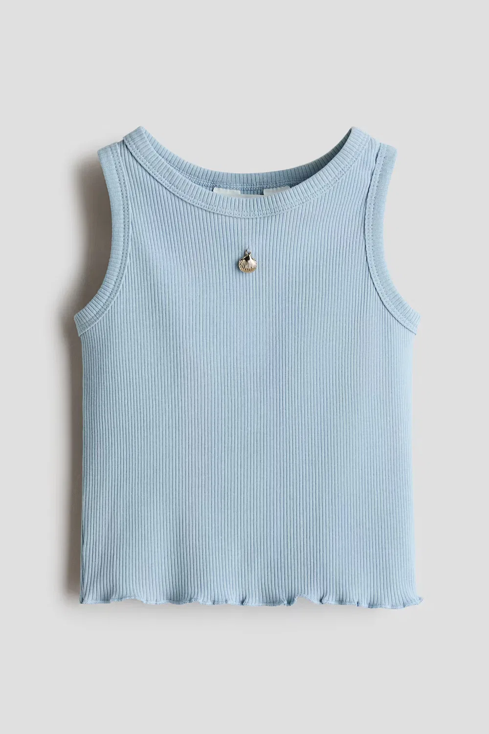 Топ из ребристого хлопка H&M, Mattblau/Muschel