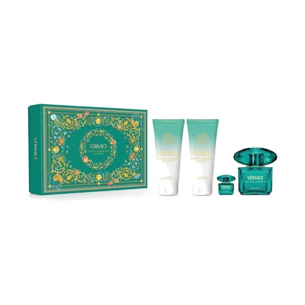 Парфюмерная вода Crystal Emerald с гелем для душа и лосьоном для тела набор для женщин VERSACE