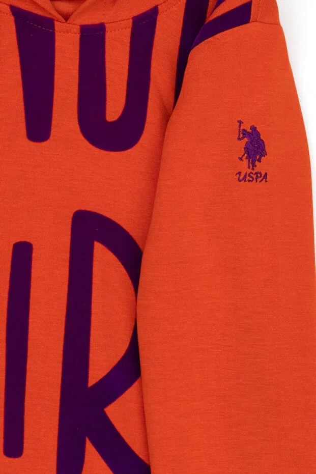 Детское худи для девочек с капюшоном U.S. Polo Assn., Oranj — фото 4