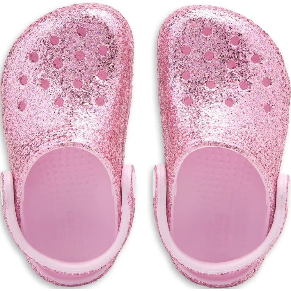 Детские классические сабо с блестками для малышей Crocs, Pink Glitter — фото 4
