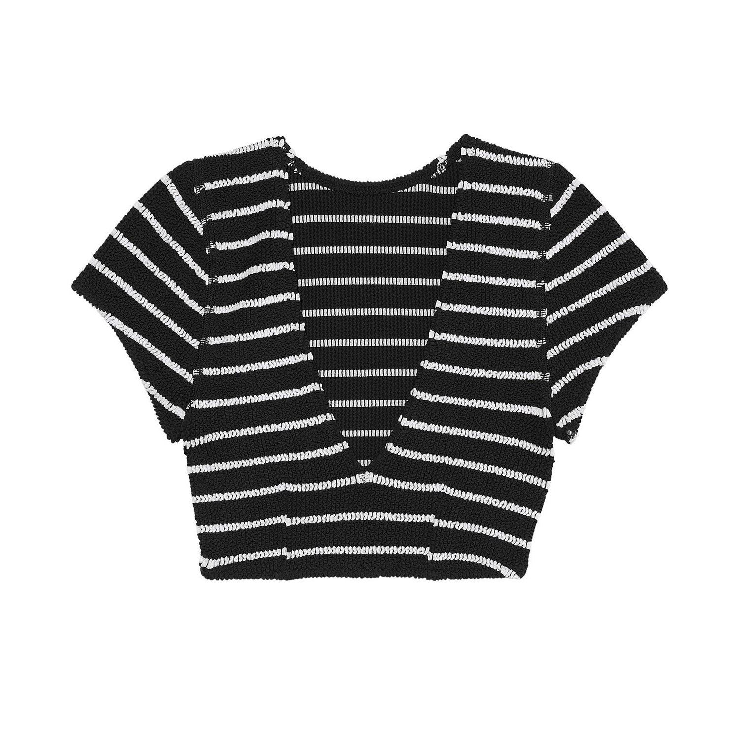 

Купальник Victoria's Secret Crinkle Short-Sleeve Bikini, черный/белый