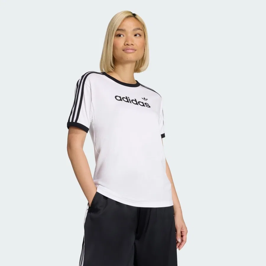 Футболка с принтом Linear Tee adidas, Бело-черный — фото 4