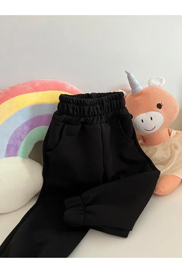 Детские спортивные штаны для мальчиков с высокой талией Basics Pour La Riviere, Black — фото 4