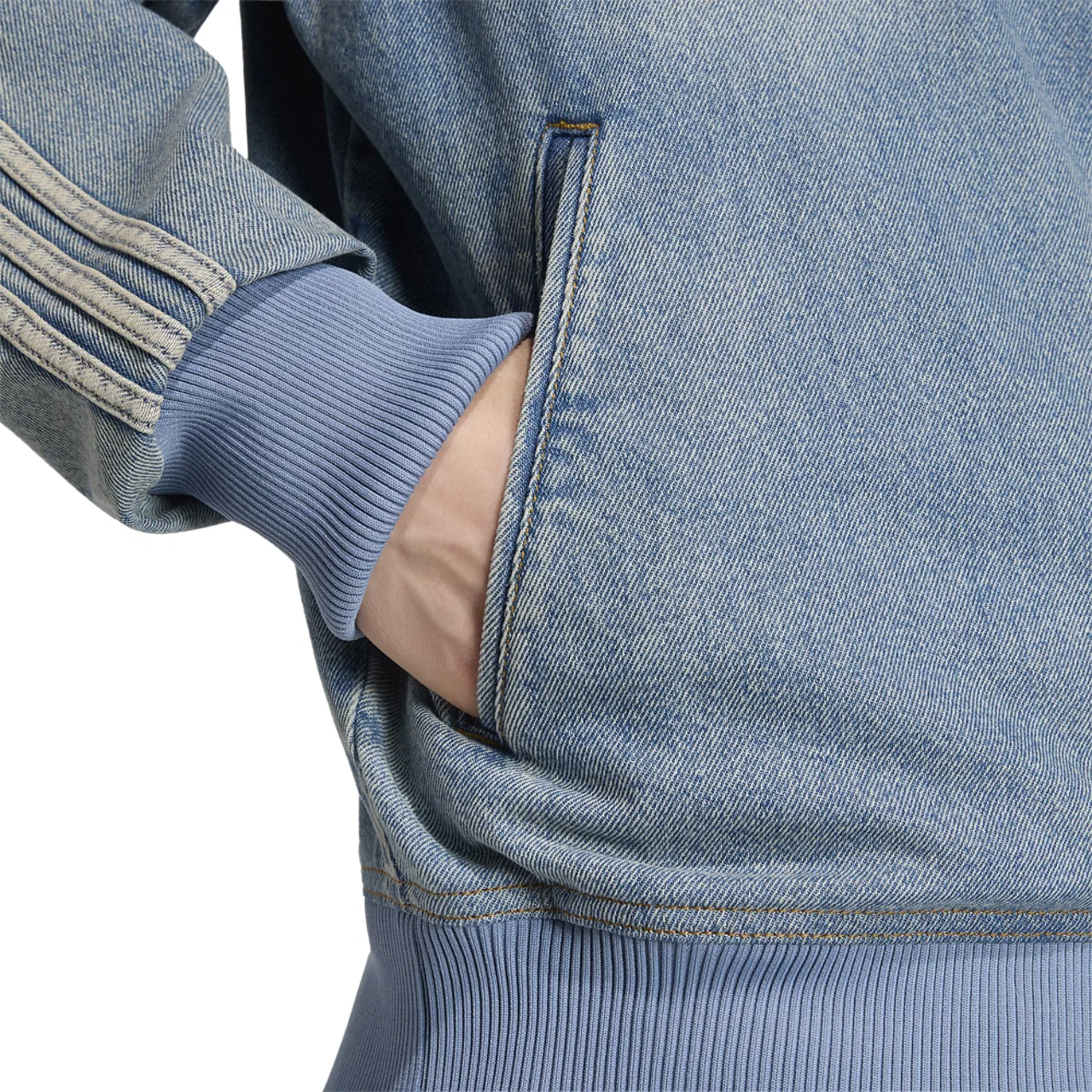 Мужская куртка Adicolor Denim Firebird Track Top Adidas, цвет Worn Blue Denim — фото 4
