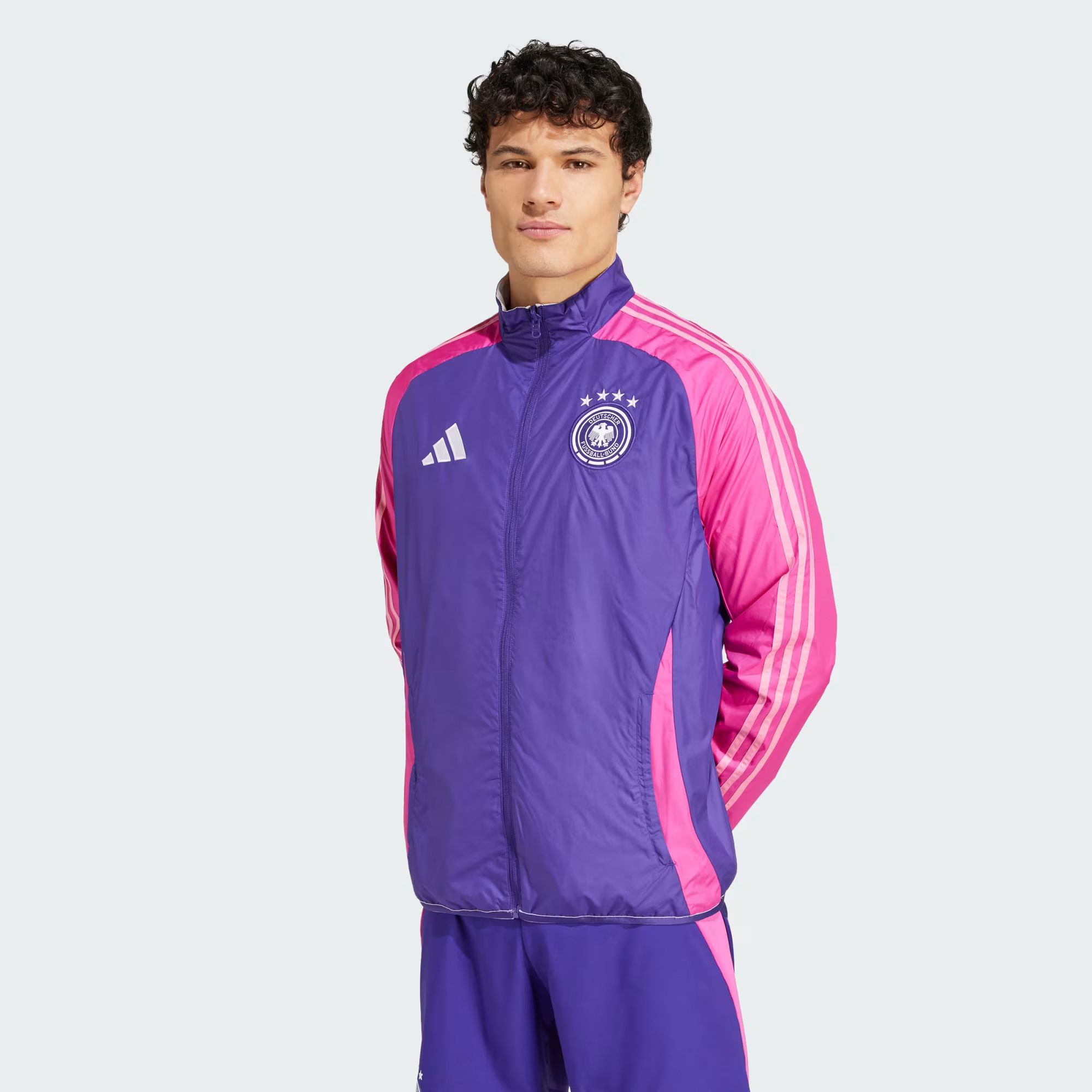 Куртка Adidas Germany Anthem, фиолетовый/фуксия/белый — фото 4