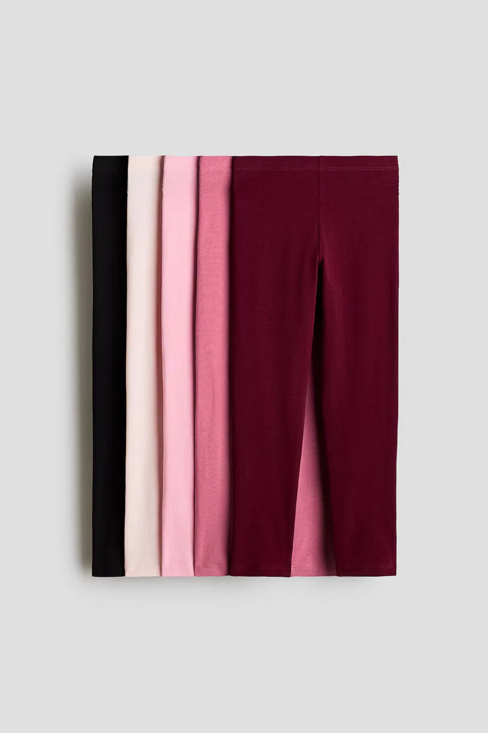 5 хлопковых леггинсов в упаковке H&M, Schwarz/Rosa/Dunkelrot
