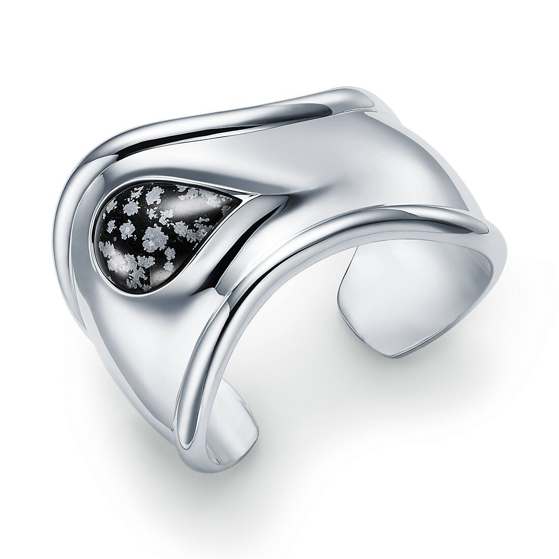 Браслет Tiffany & Co. Elsa Peretti Small Bone, серебро/ снежный обсидиан — фото 2
