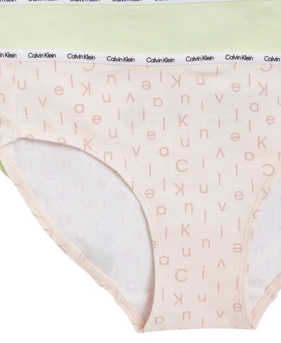 Трусы-бикини для девочек, 6 предметов, с принтом Tiny CK Hearts Calvin Klein, Tiny CK Heart/White/Pink/Yellow/Pastel/Multicolor — фото 3