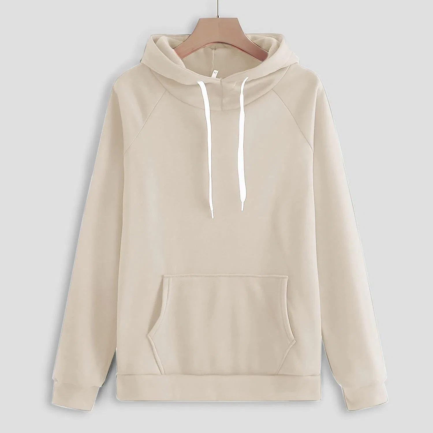 Женский спортивный комплект из худи и джоггеров, Oversized Hoodie with Pockets, бежевый — фото 3