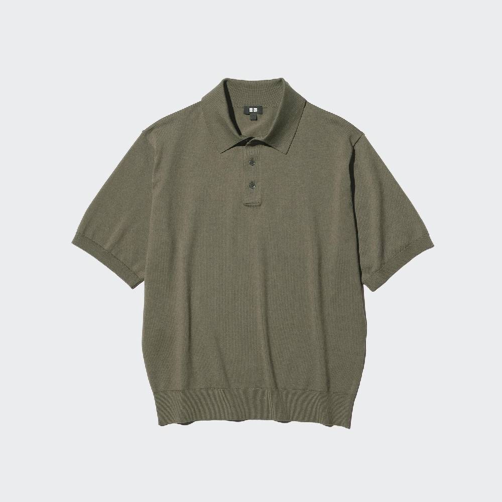 Футболка-поло Uniqlo Washable Knit, 56 оливковый