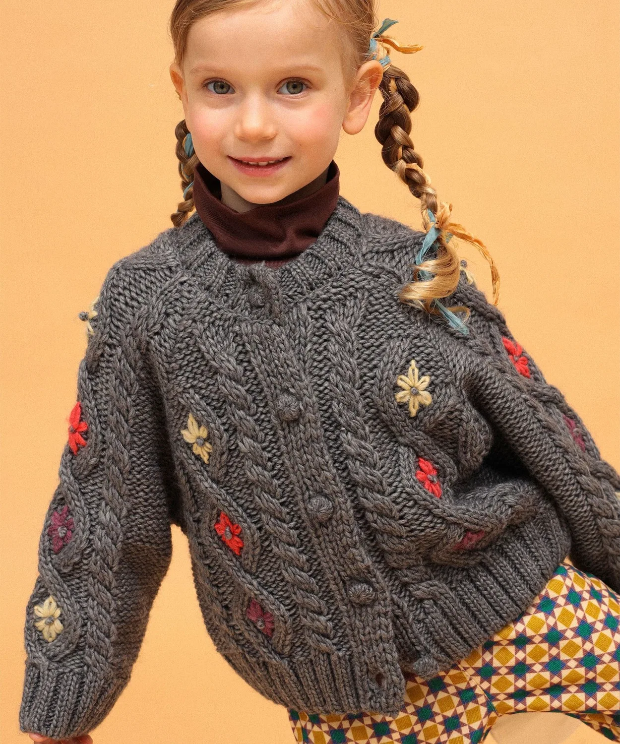Детский кардиган с длинным рукавом с вышивкой LOGAN knitting mills, Серый