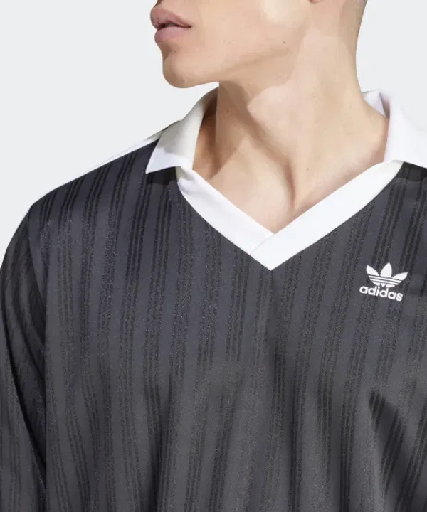 Футболка поло с длинным рукавом, футбольный стиль, Adidas, черный — фото 4