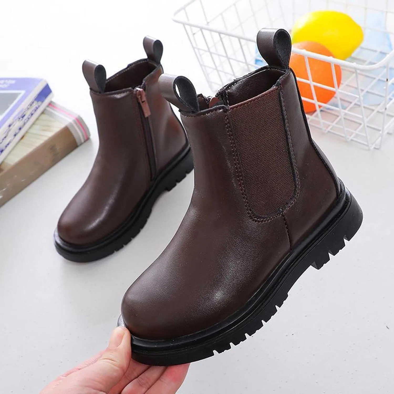Детские ботинки для девочек с боковой молнией Western SHOPESSA, Brown — фото 3