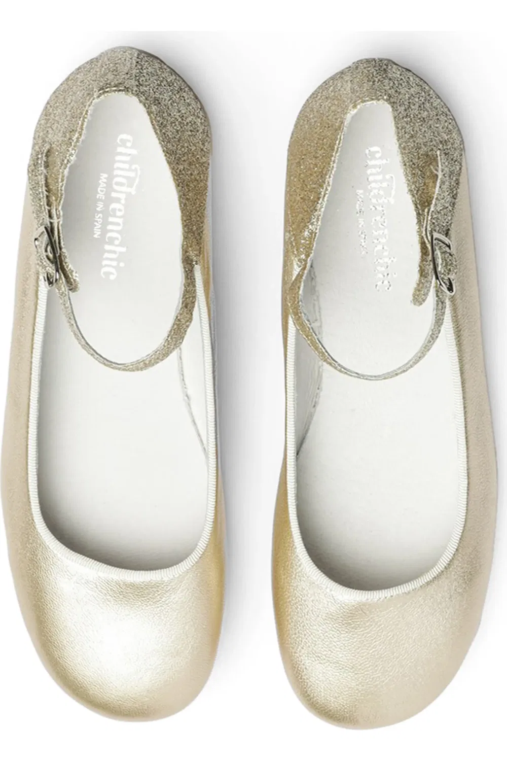 Детские туфли Мэри Джейн двухцветные металлик Childrenchic, Gold — фото 3