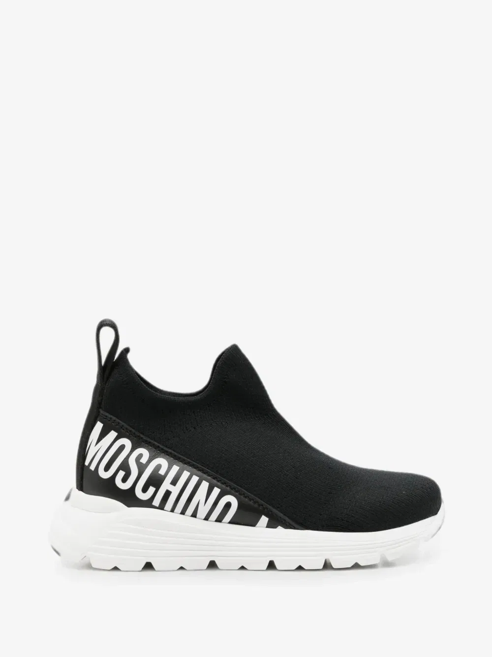 Кеды без шнуровки с логотипом Moschino Kids, черный