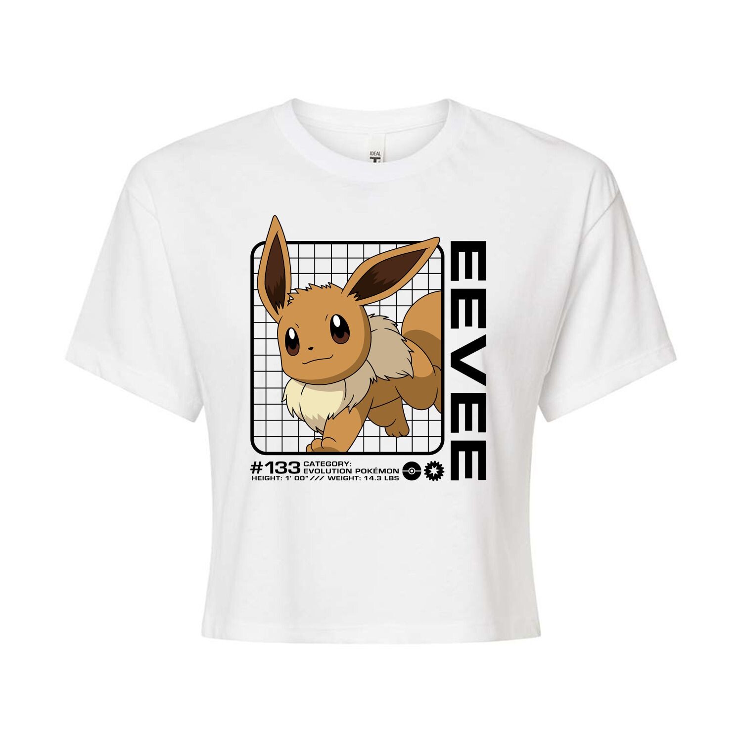 

Укороченная футболка для подростков Pokemon Eevee Licensed Character, белый