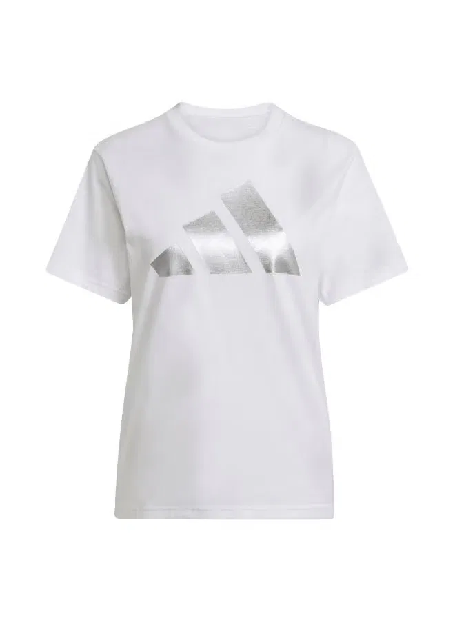 Футболка с металлизированным принтом W C Hol Met T Graphic Adidas, белый — фото 2