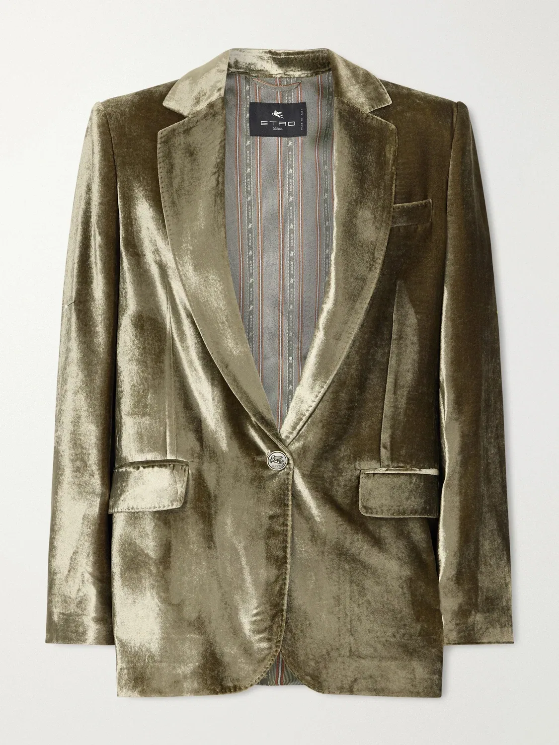 Бархатный пиджак ETRO, зеленый