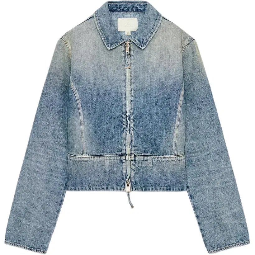 Женская джинсовая куртка с лацканами Sea Blue ZARA, Sea Blue