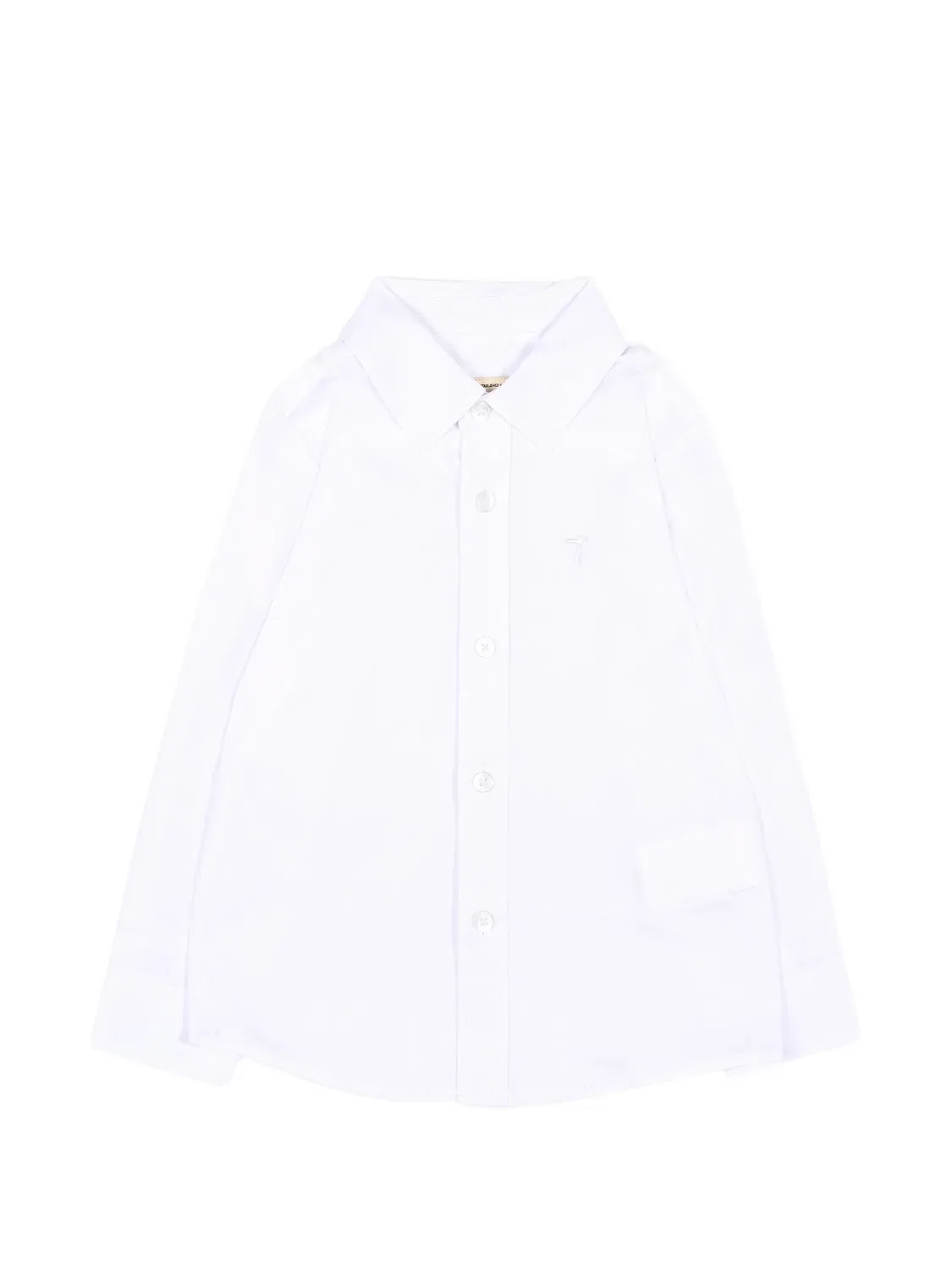 Рубашка с длинными рукавами и вышитым логотипом Trussardi Junior, белый