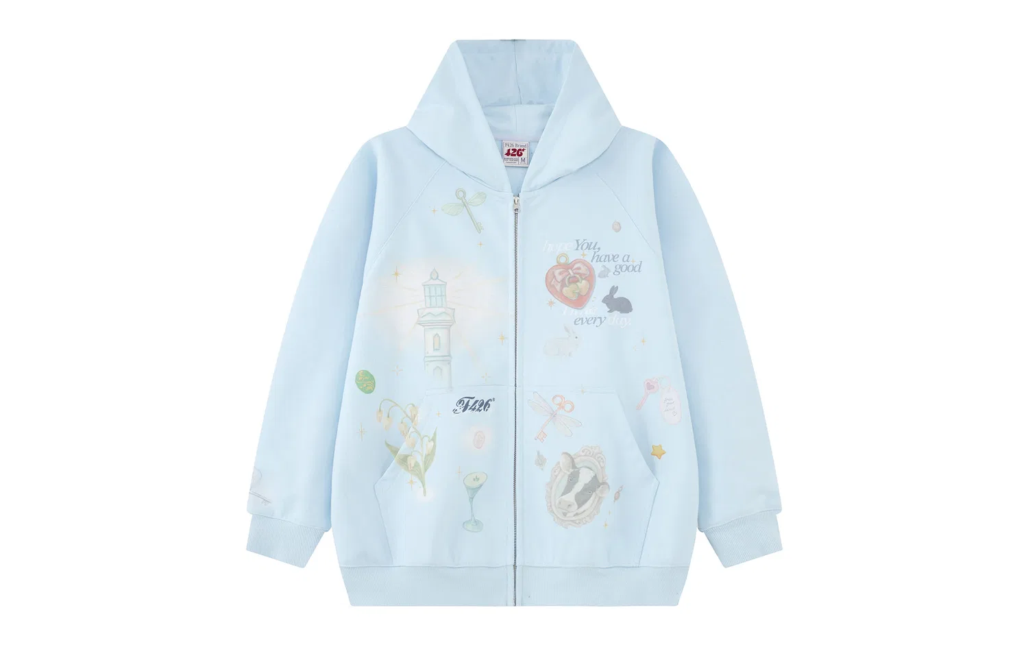 Детский худи с капюшоном и принтом F426, Light Blue