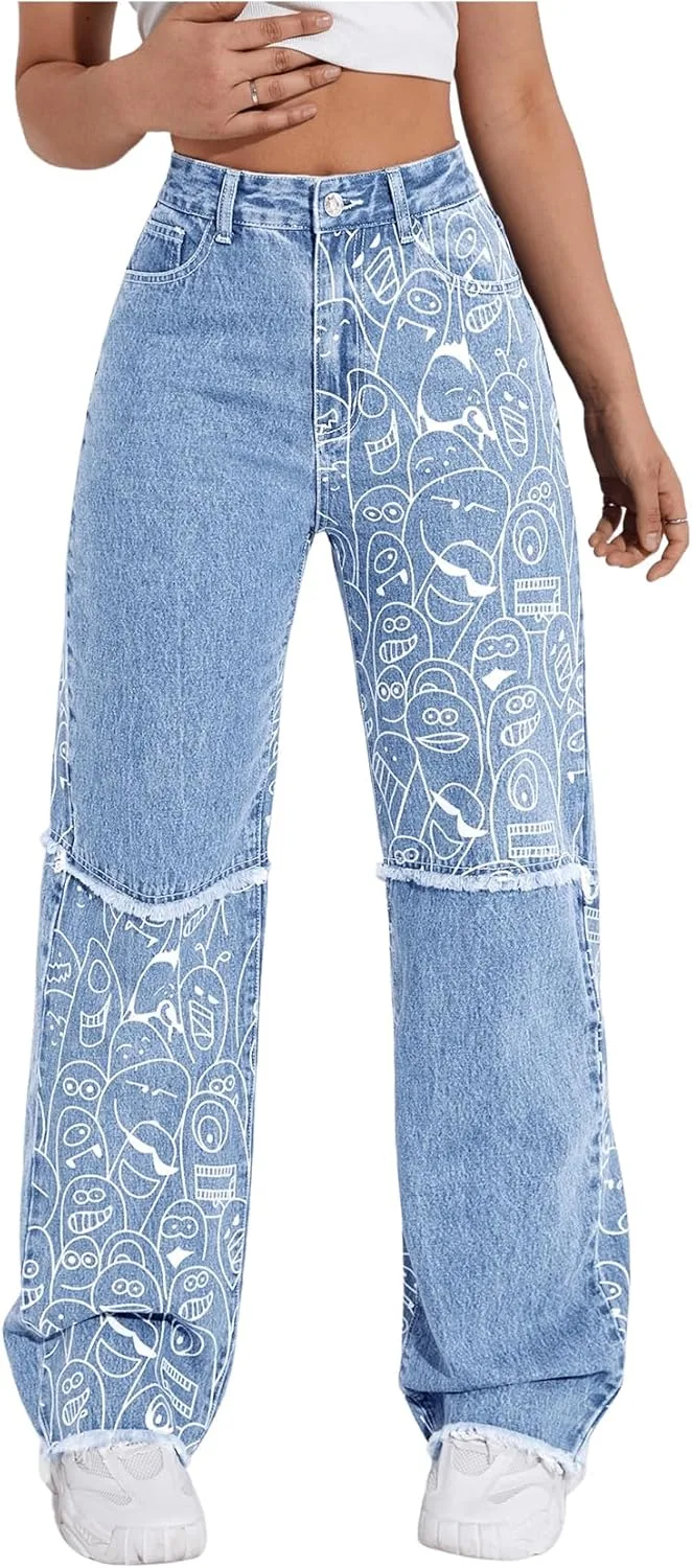 

WDIRARA женские джинсы с принтом и рваным краем