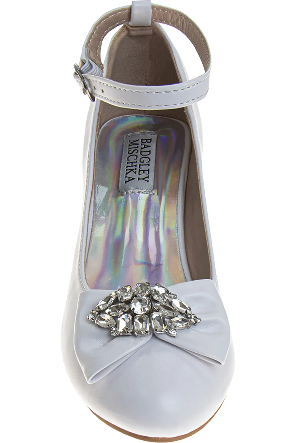 Туфли детские с пряжкой и бантом Ankle Strap Pump Badgley Mischka Collection, белый — фото 3
