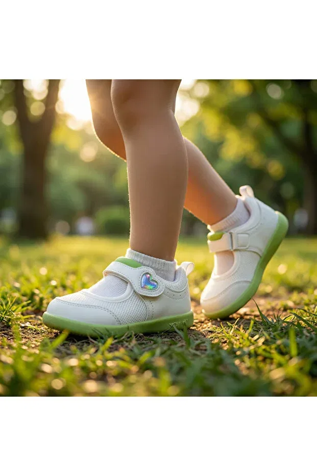 Детские ортопедические туфли для девочек на липучках Le Style De Marie, Green White — фото 2