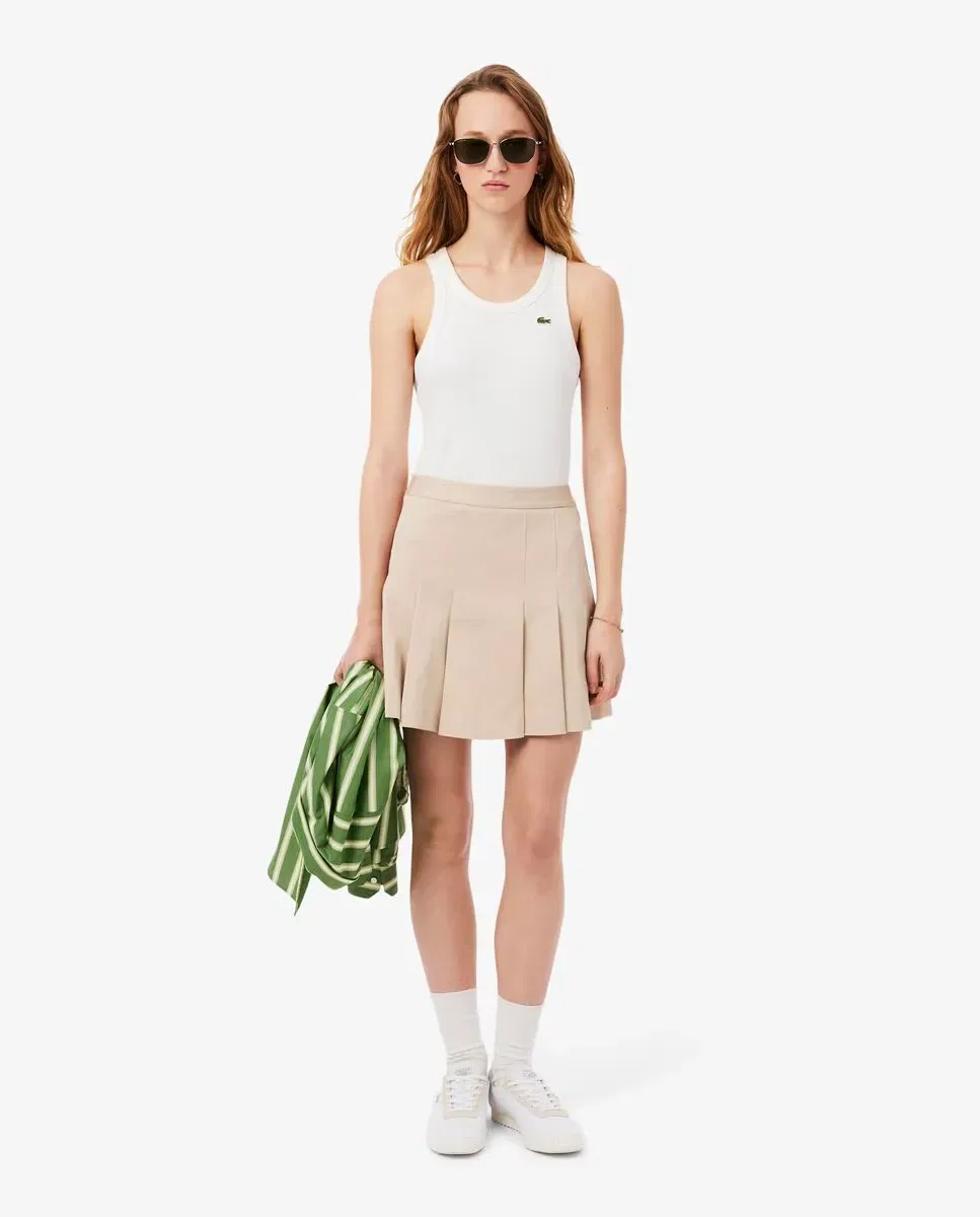Юбка LacC Lacoste плиссированная, короткая, бежеваяC