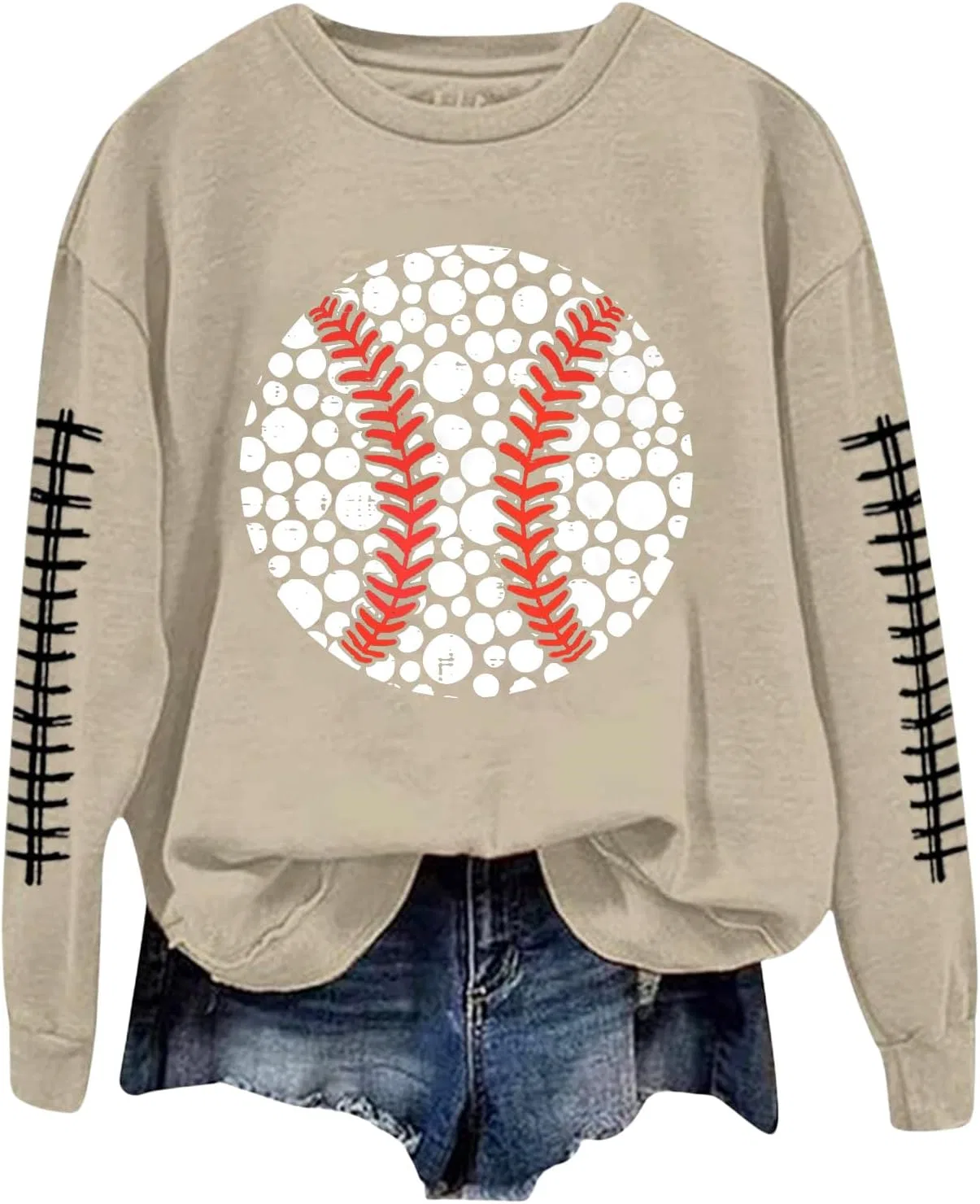 Женский свитшот с принтом, Dot Day Shirt, бежевый
