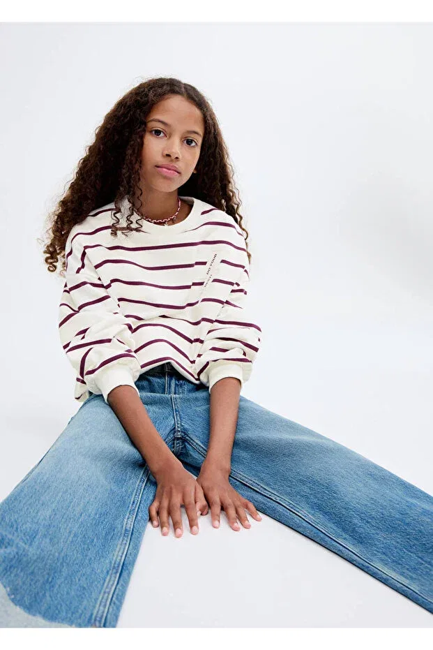 Детские свитшот для девочек с длинным рукавом Mango Kids, Burgundy — фото 2