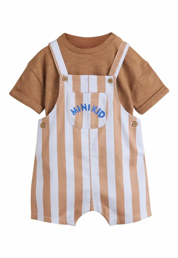 Комплект из топа и брюк хлопковый Set Next rust brown stripe, коричневый