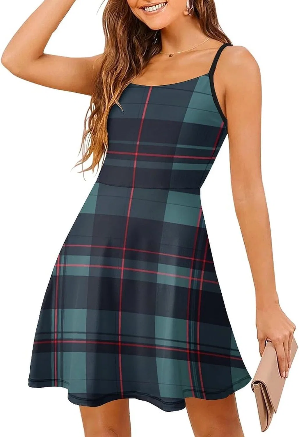 Женское летнее мини-платье на бретелях с принтом Scottish Tartan Plaid, Style
