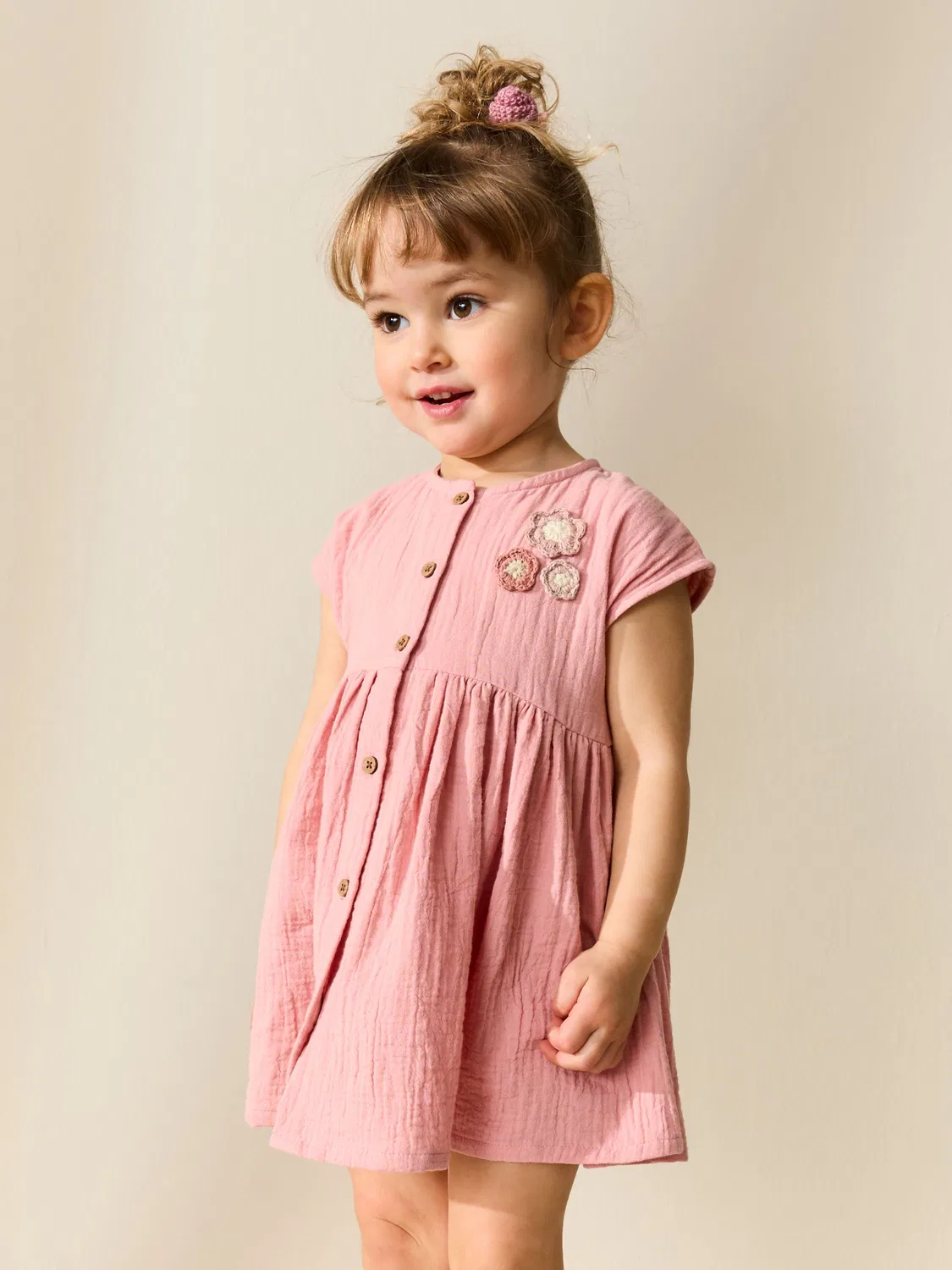 Платье с текстурой, короткий рукав, Blush Pink Next, розовый