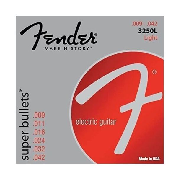 Струны Fender 3250LR Super Bullets для электрогитары никелированный стальной шарик на конце (толщина 9-42) - фото