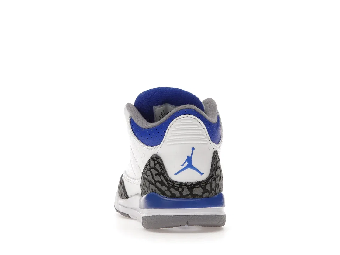 Детские кроссовки с ретро-дизайном Jordan 3 Retro Jordan, White/Black-Cement Grey-Racer Blue — фото 4