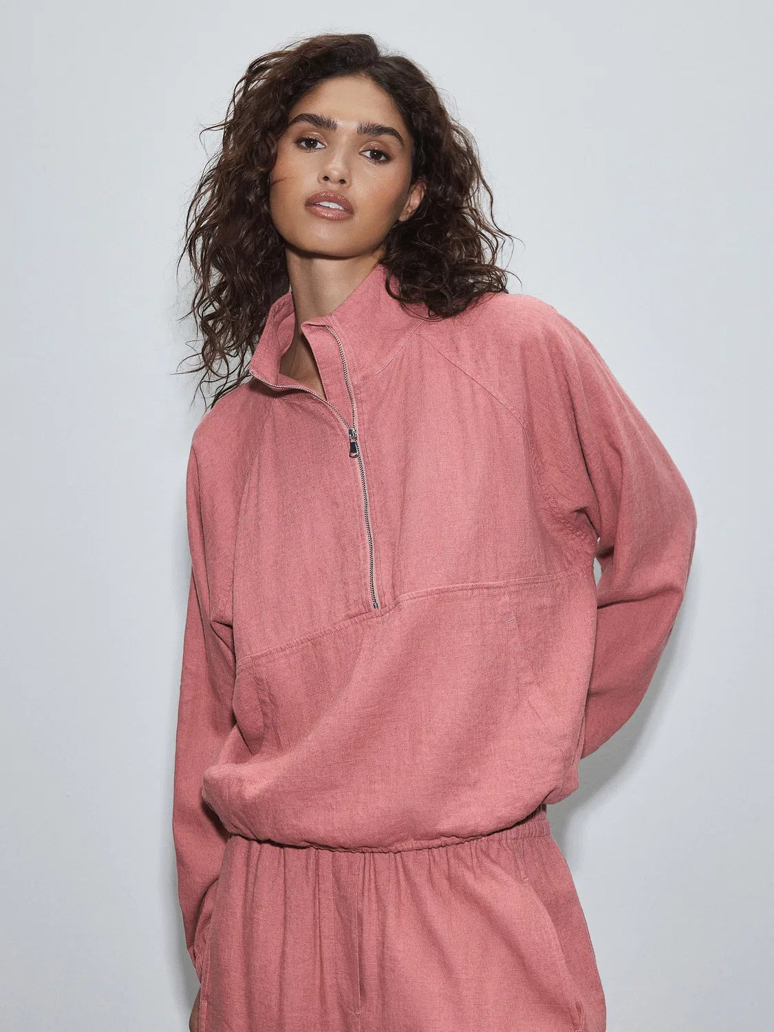 Спортивная куртка с четверть-застежкой, модель Pink Active Next, розовая — фото 4