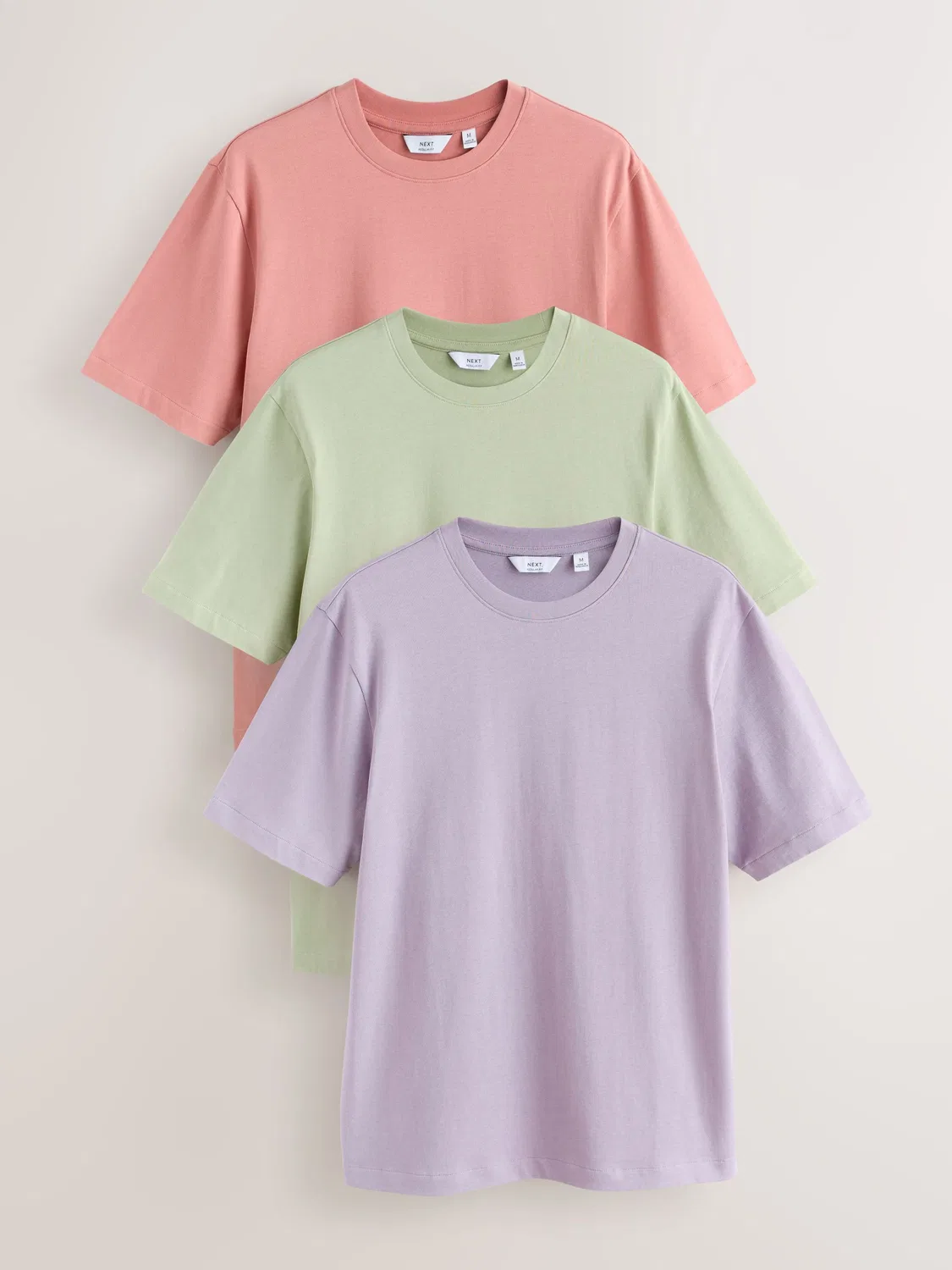 Футболки с коротким рукавом, 3 шт., Relaxed Fit Next, розовый/зеленый/фиолетовый